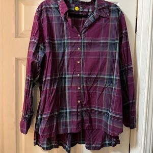 Life Is Good Purple Plaid Shirt XL